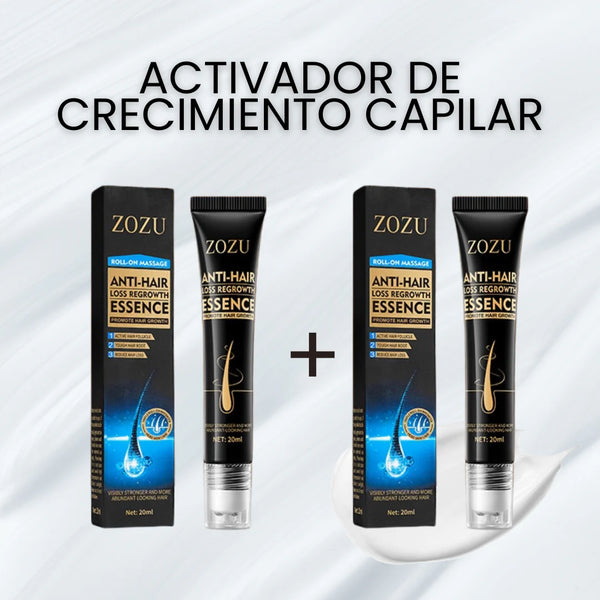 2x1 ESENCIA DE CRECIMIENTO RÁPIDO DEL CABELLO masaje roll-on para el crecimiento del cabello con biotina ZOZU