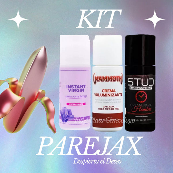 KIT PAREJAX (Contiene 1 lubricante estrechante para mujer + 1 voluminizador y 1 alargador para hombre)